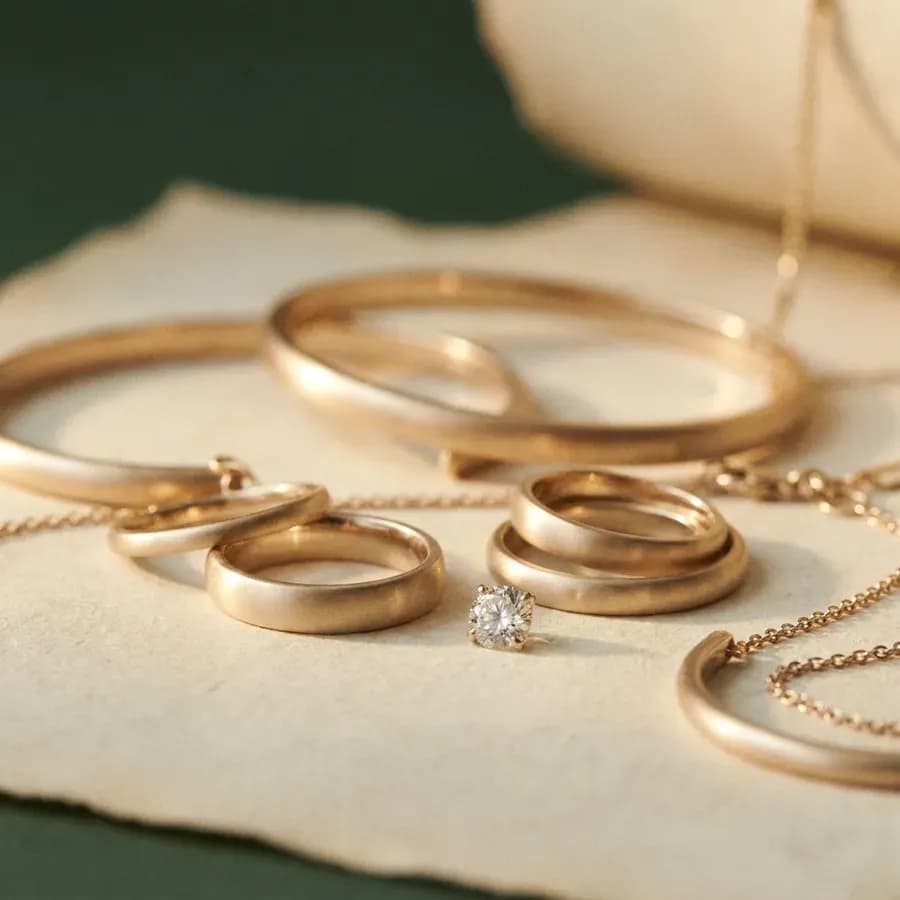 Feiner Goldschmuck mit einem losen Diamanten