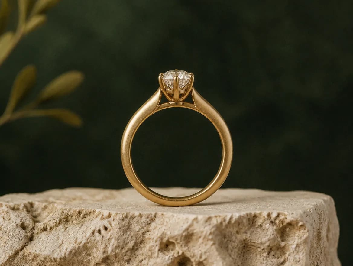 Solitärring aus Gold mit Diamant, aufgearbeitet